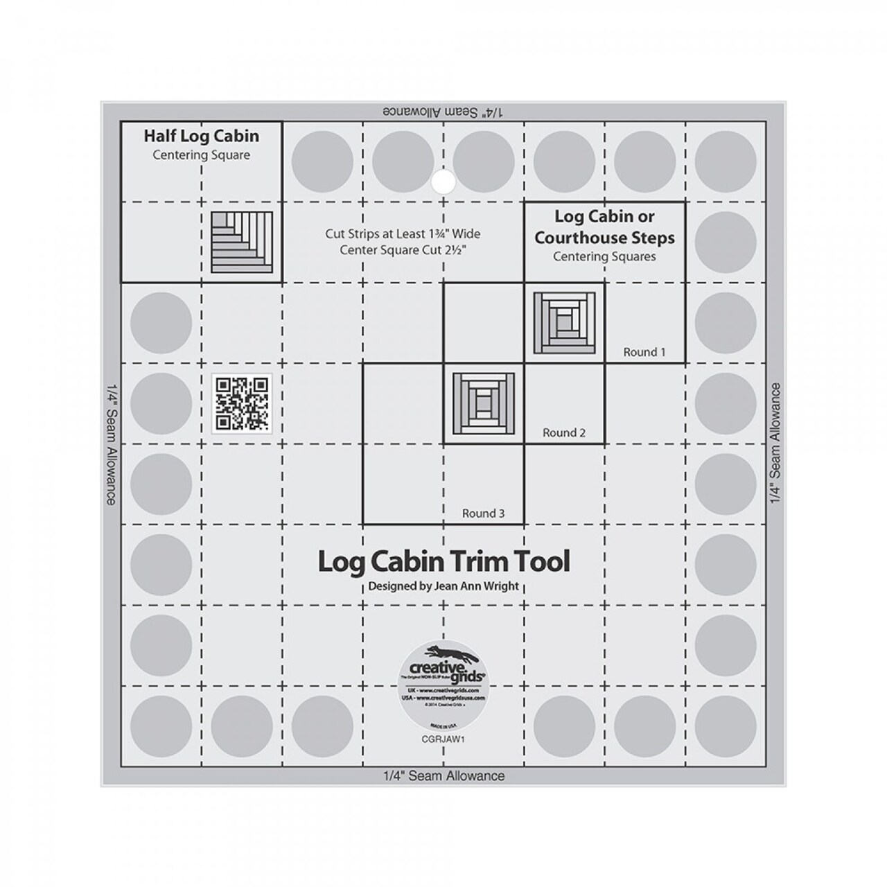 Creative Grids Log Cabin Trim Tool for 8"x8" Finished Blocks, Creative Grid